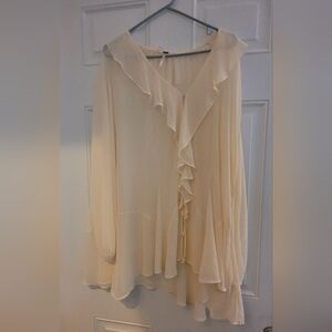 Free People Sheer Beige Blouse Never Worn Size Medium